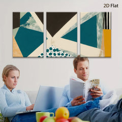 2D flat 1pc abstract geometric teal navy modern wall art canvas prints for living room bedroom office decor farmhouse style gallery wrapped
