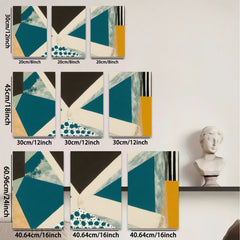 2D flat 1pc abstract geometric teal navy modern wall art canvas prints for living room bedroom office decor farmhouse style gallery wrapped