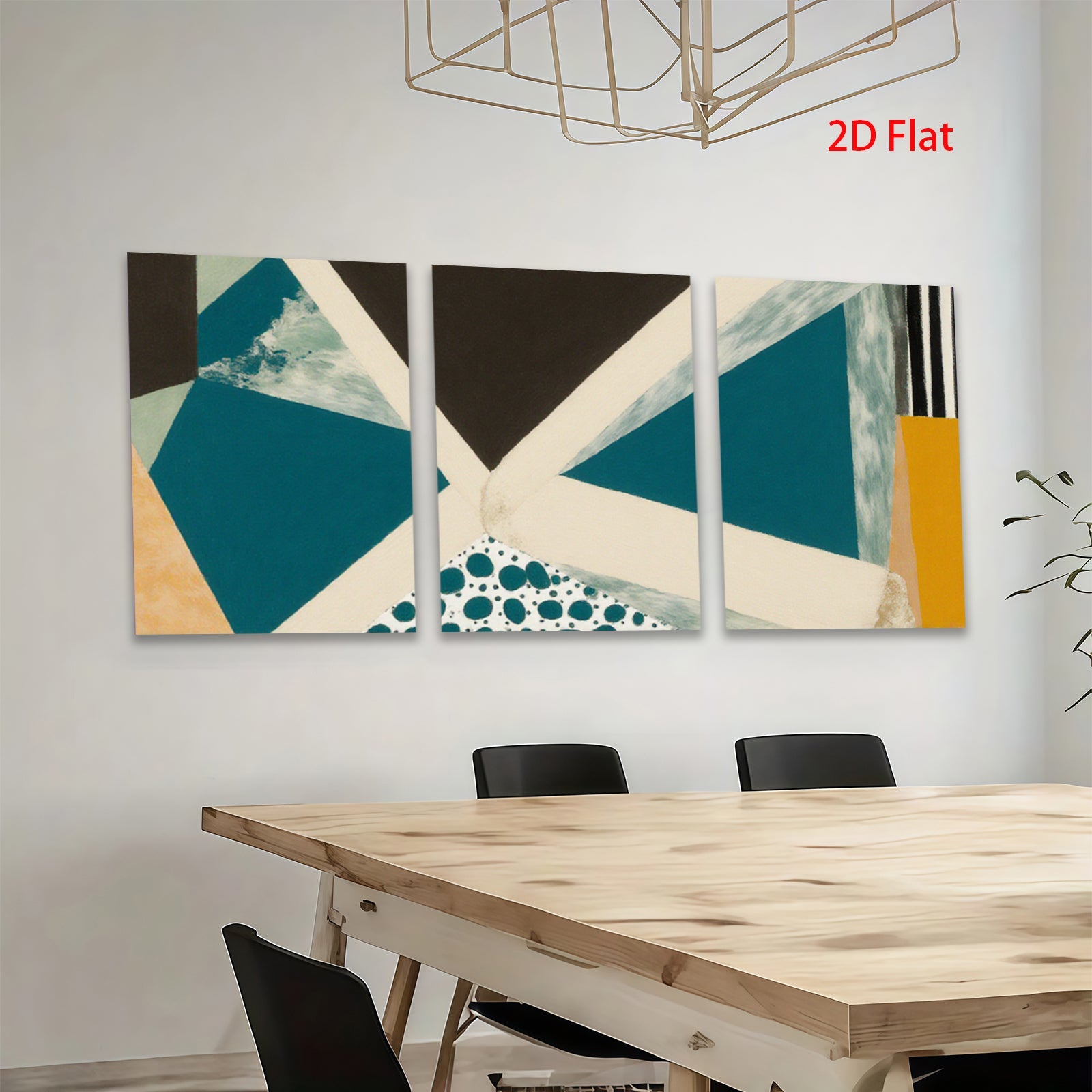 2D flat 1pc abstract geometric teal navy modern wall art canvas prints for living room bedroom office decor farmhouse style gallery wrapped