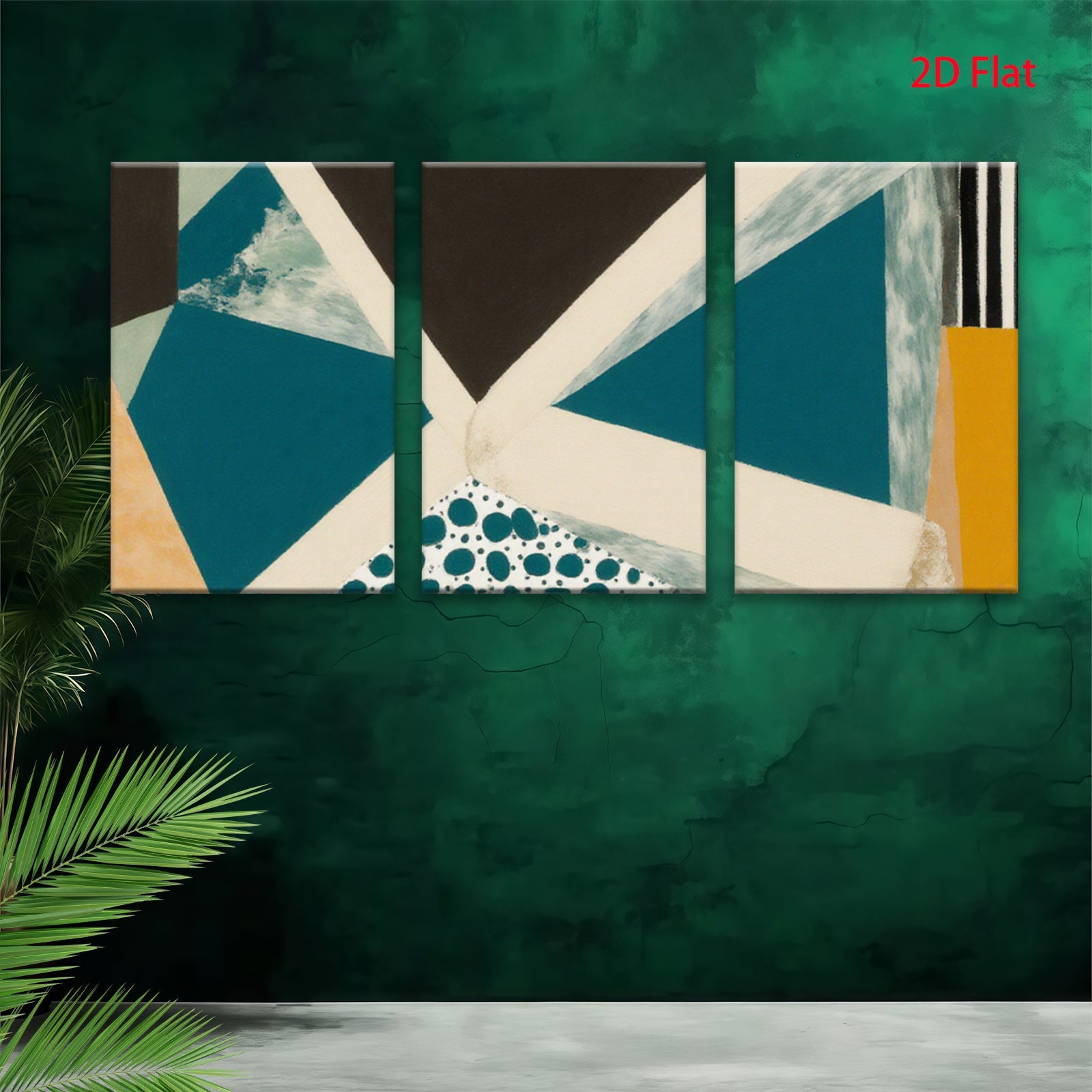 2D flat 1pc abstract geometric teal navy modern wall art canvas prints for living room bedroom office decor farmhouse style gallery wrapped