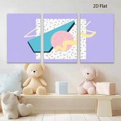 2D flat 1pc abstract geometric teal pink wall art modern minimalist decor living room bedroom gallery wrapped canvas prints farmhouse style artwork