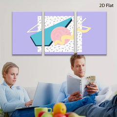 2D flat 1pc abstract geometric teal pink wall art modern minimalist decor living room bedroom gallery wrapped canvas prints farmhouse style artwork