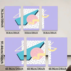 2D flat 1pc abstract geometric teal pink wall art modern minimalist decor living room bedroom gallery wrapped canvas prints farmhouse style artwork
