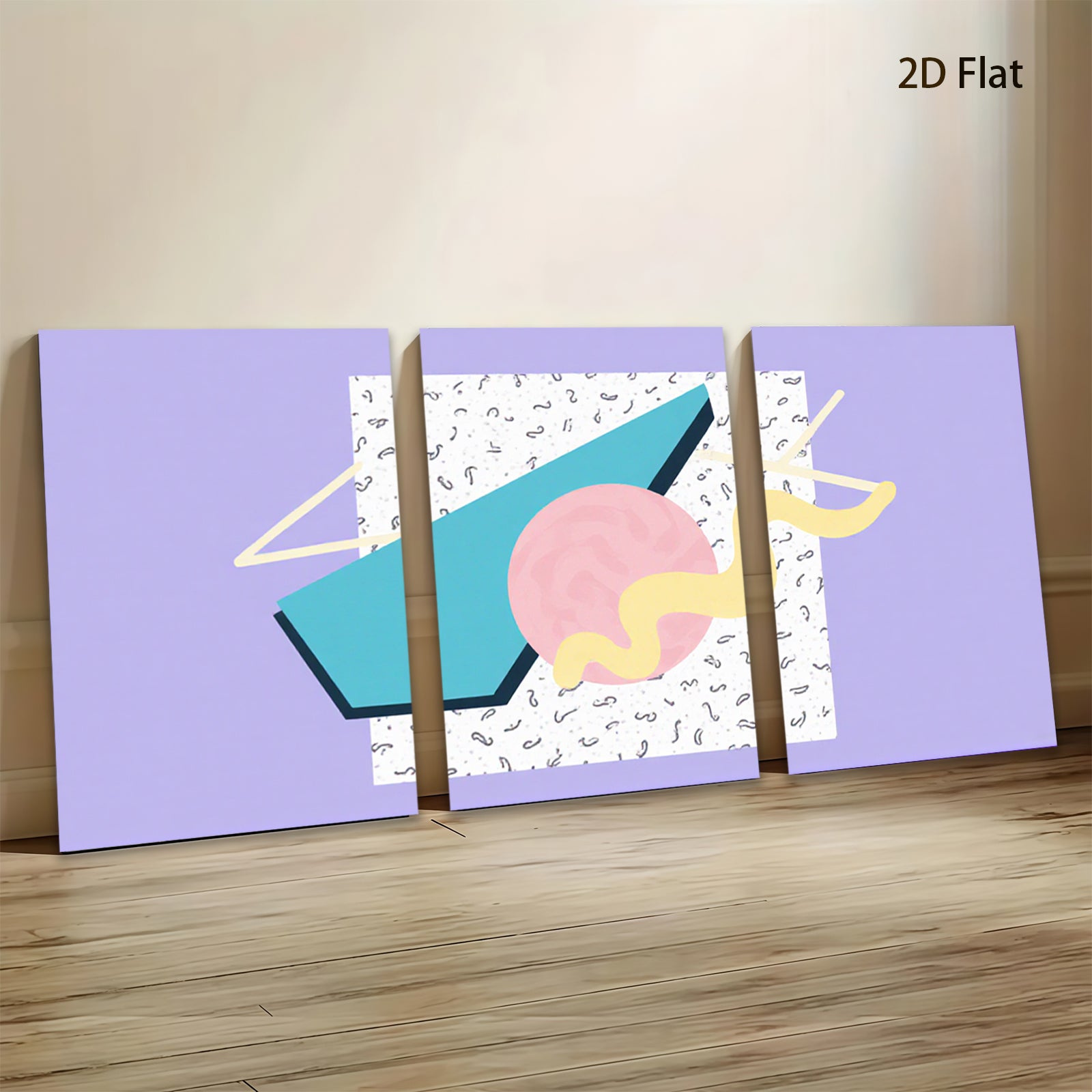 2D flat 1pc abstract geometric teal pink wall art modern minimalist decor living room bedroom gallery wrapped canvas prints farmhouse style artwork