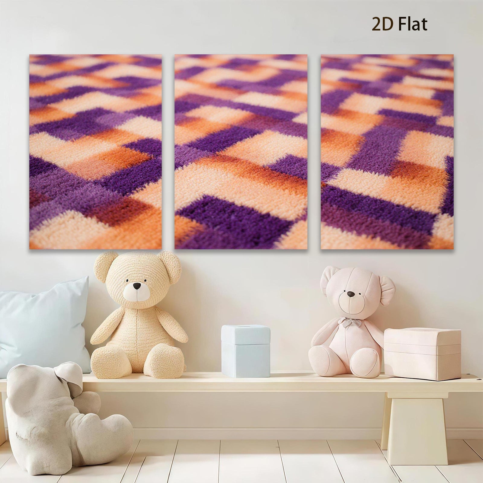 2D flat 1pc abstract geometric texture vibrant color block modern farmhouse wall art living room bedroom decor gallery wrapped canvas prints stylish home accents
