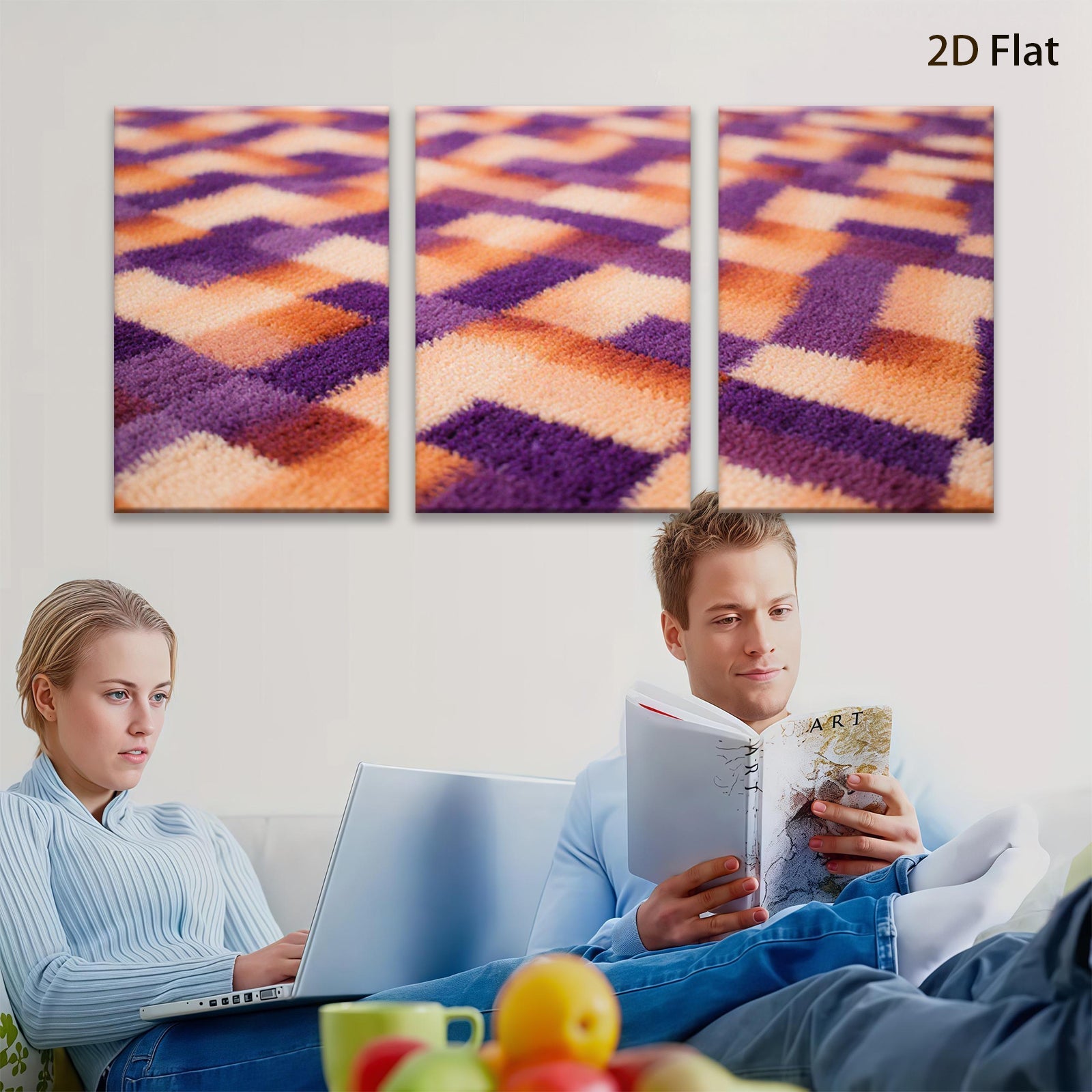2D flat 1pc abstract geometric texture vibrant color block modern farmhouse wall art living room bedroom decor gallery wrapped canvas prints stylish home accents