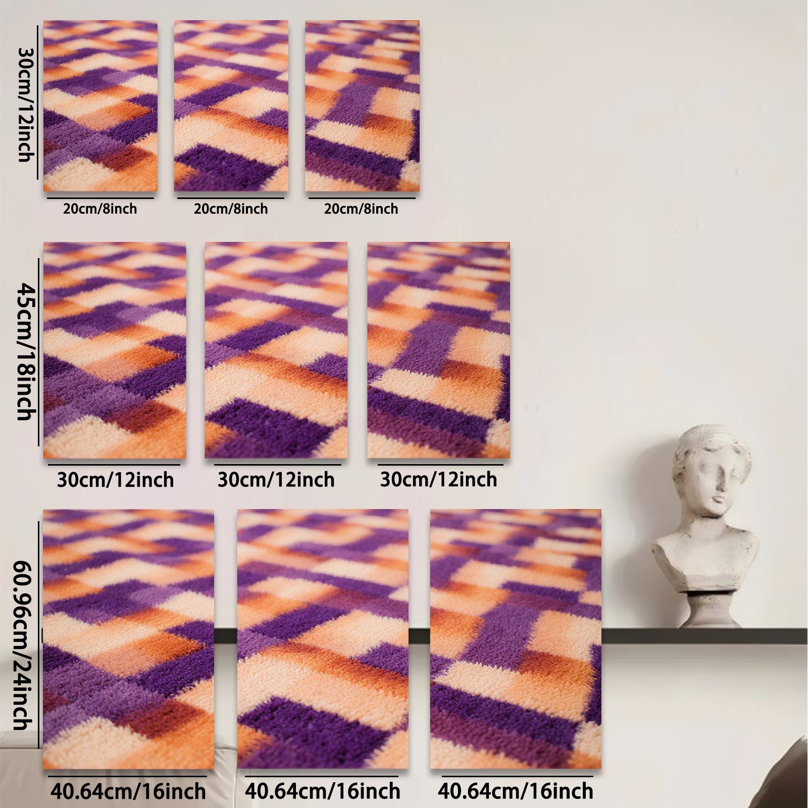 2D flat 1pc abstract geometric texture vibrant color block modern farmhouse wall art living room bedroom decor gallery wrapped canvas prints stylish home accents