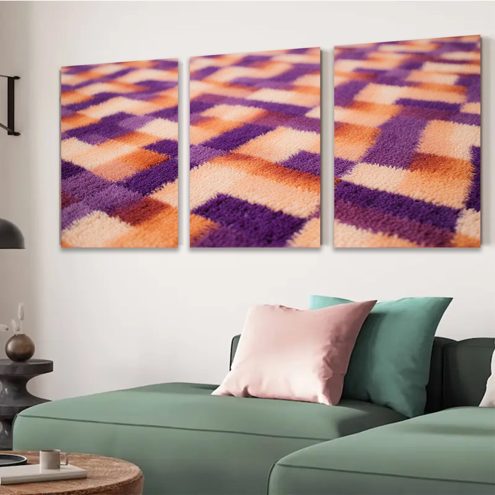 2D flat 1pc abstract geometric texture vibrant color block modern farmhouse wall art living room bedroom decor gallery wrapped canvas prints stylish home accents