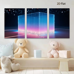 2D flat 1pc abstract glowing cube wall art modern home decor living room bedroom office gallery wrapped canvas prints farmhouse style inspirational artwork