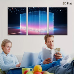2D flat 1pc abstract glowing cube wall art modern home decor living room bedroom office gallery wrapped canvas prints farmhouse style inspirational artwork