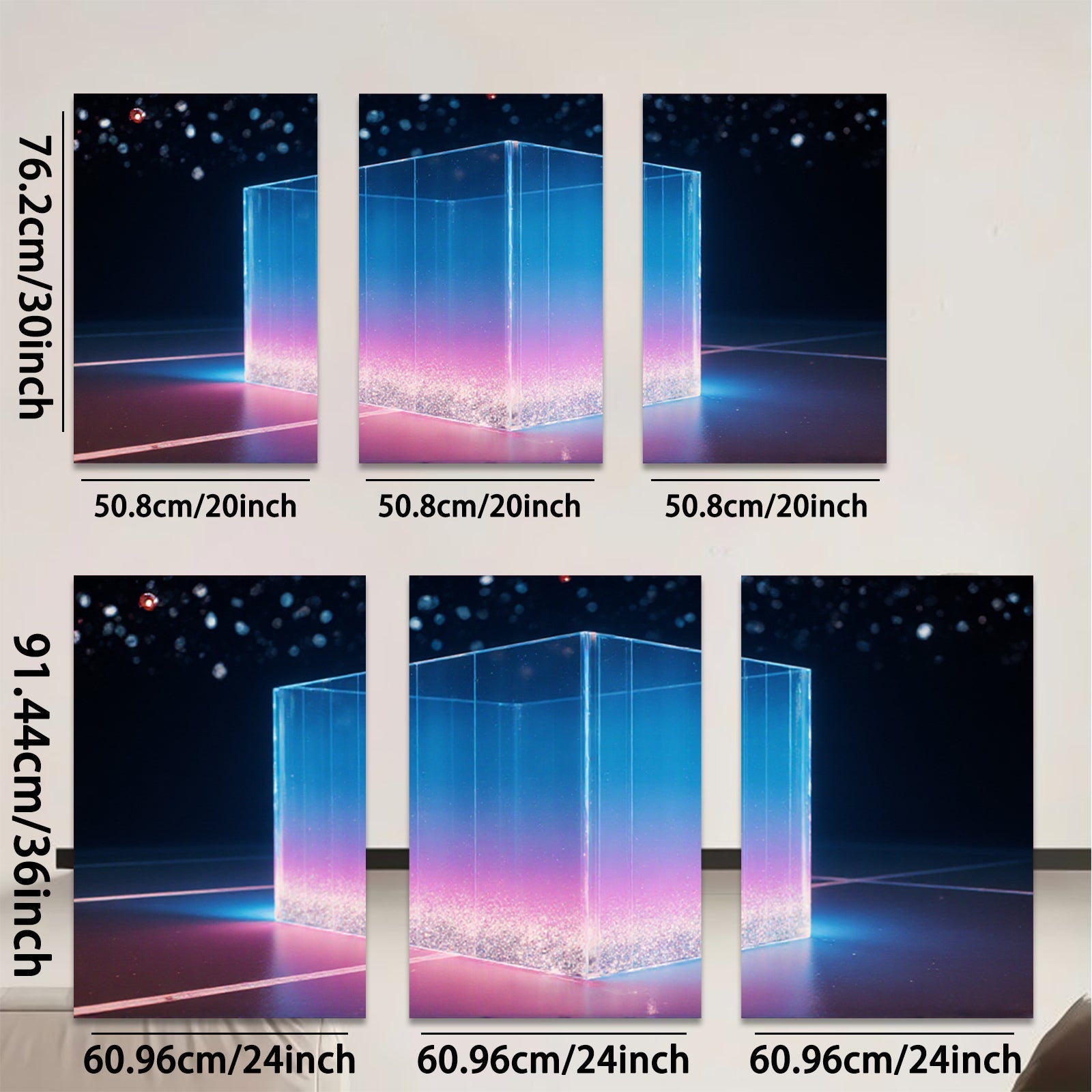 2D flat 1pc abstract glowing cube wall art modern home decor living room bedroom office gallery wrapped canvas prints farmhouse style inspirational artwork