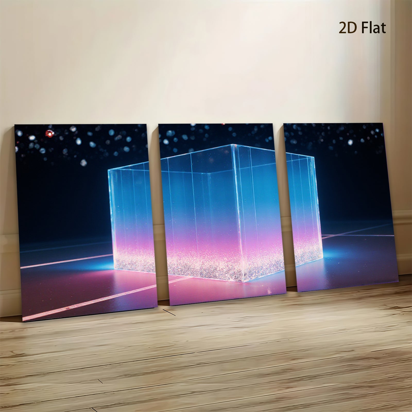 2D flat 1pc abstract glowing cube wall art modern home decor living room bedroom office gallery wrapped canvas prints farmhouse style inspirational artwork