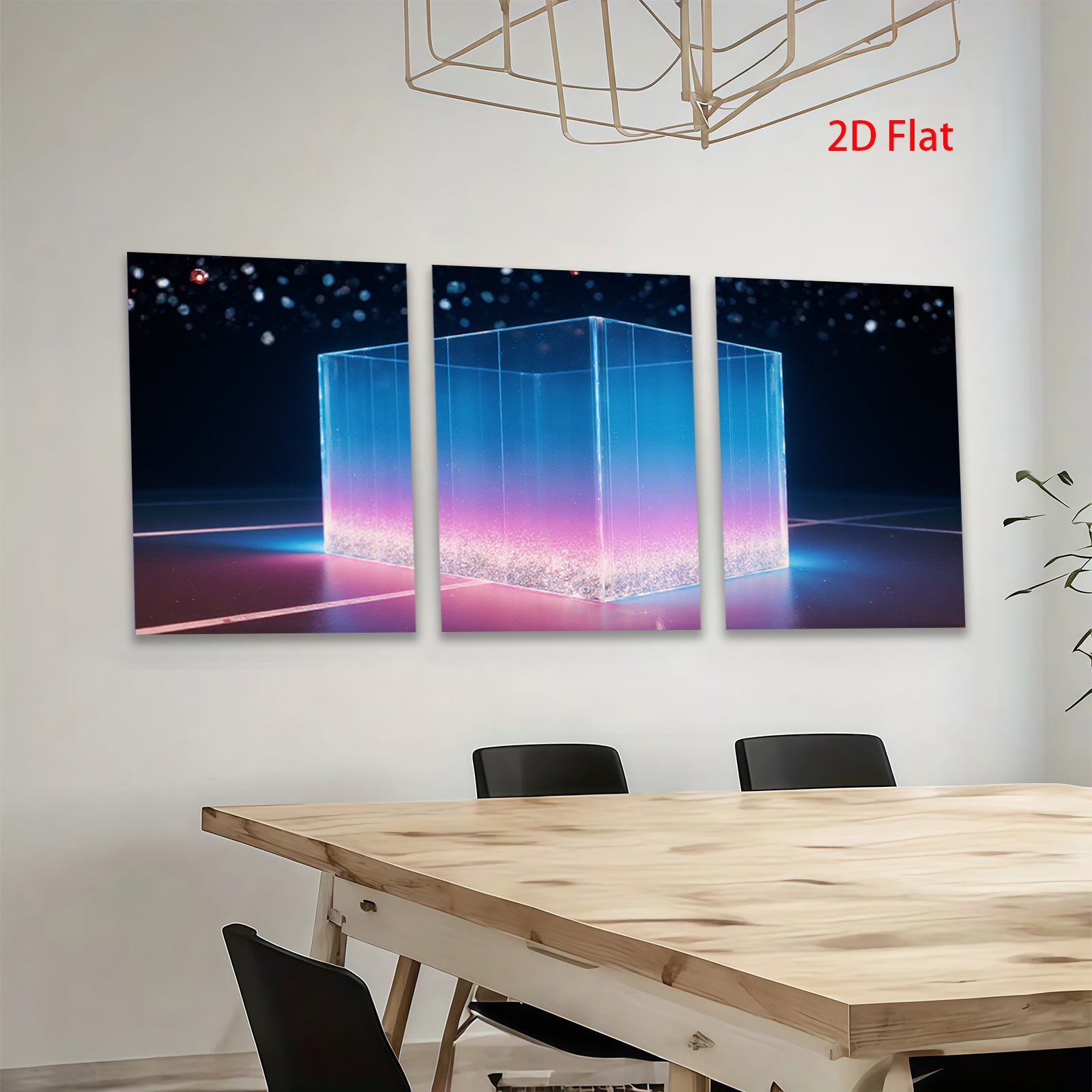 2D flat 1pc abstract glowing cube wall art modern home decor living room bedroom office gallery wrapped canvas prints farmhouse style inspirational artwork