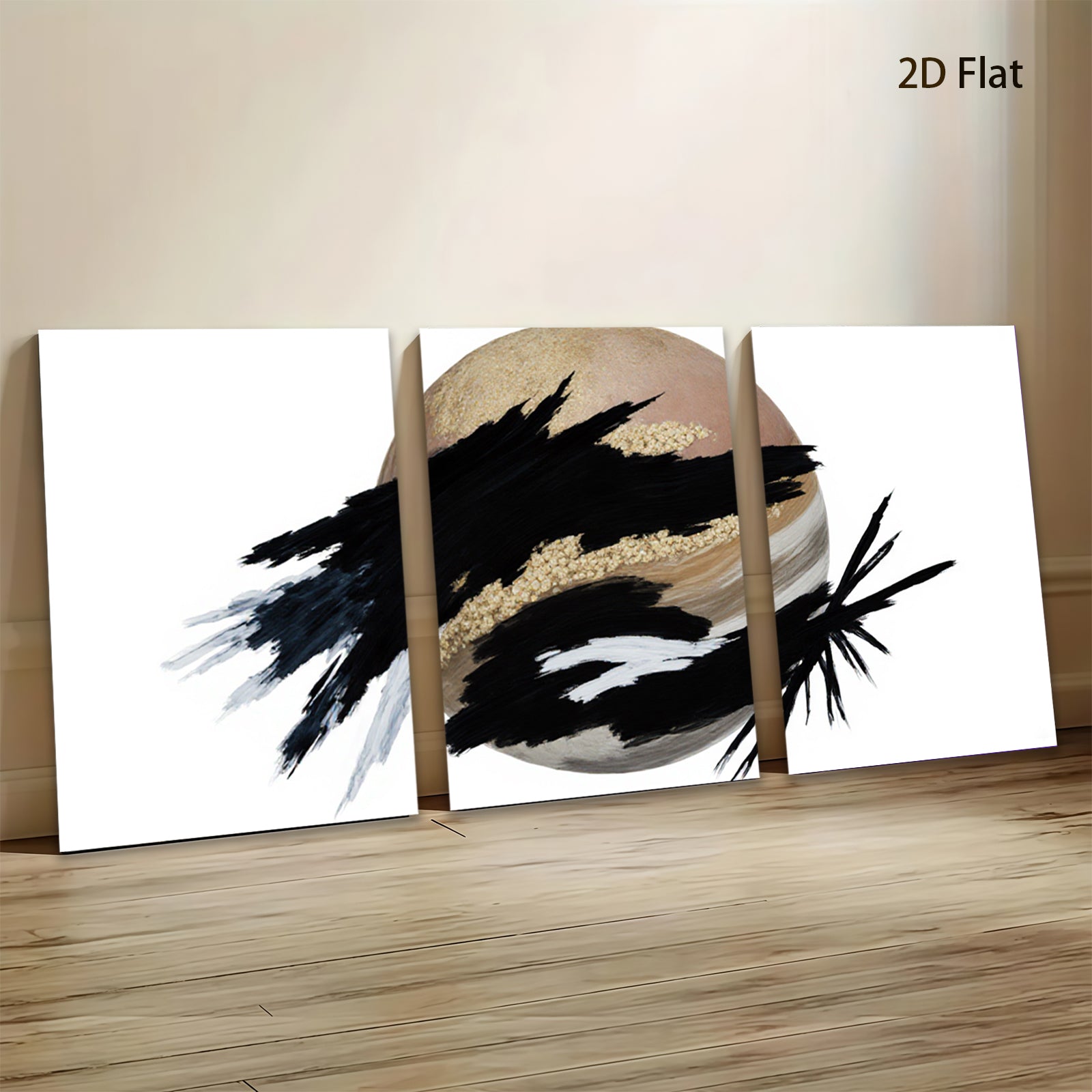 2D flat 1pc abstract gold leaf brushstrokes modern wall art canvas prints for living room bedroom home office decor farmhouse style gallery wrapped timeless elegance