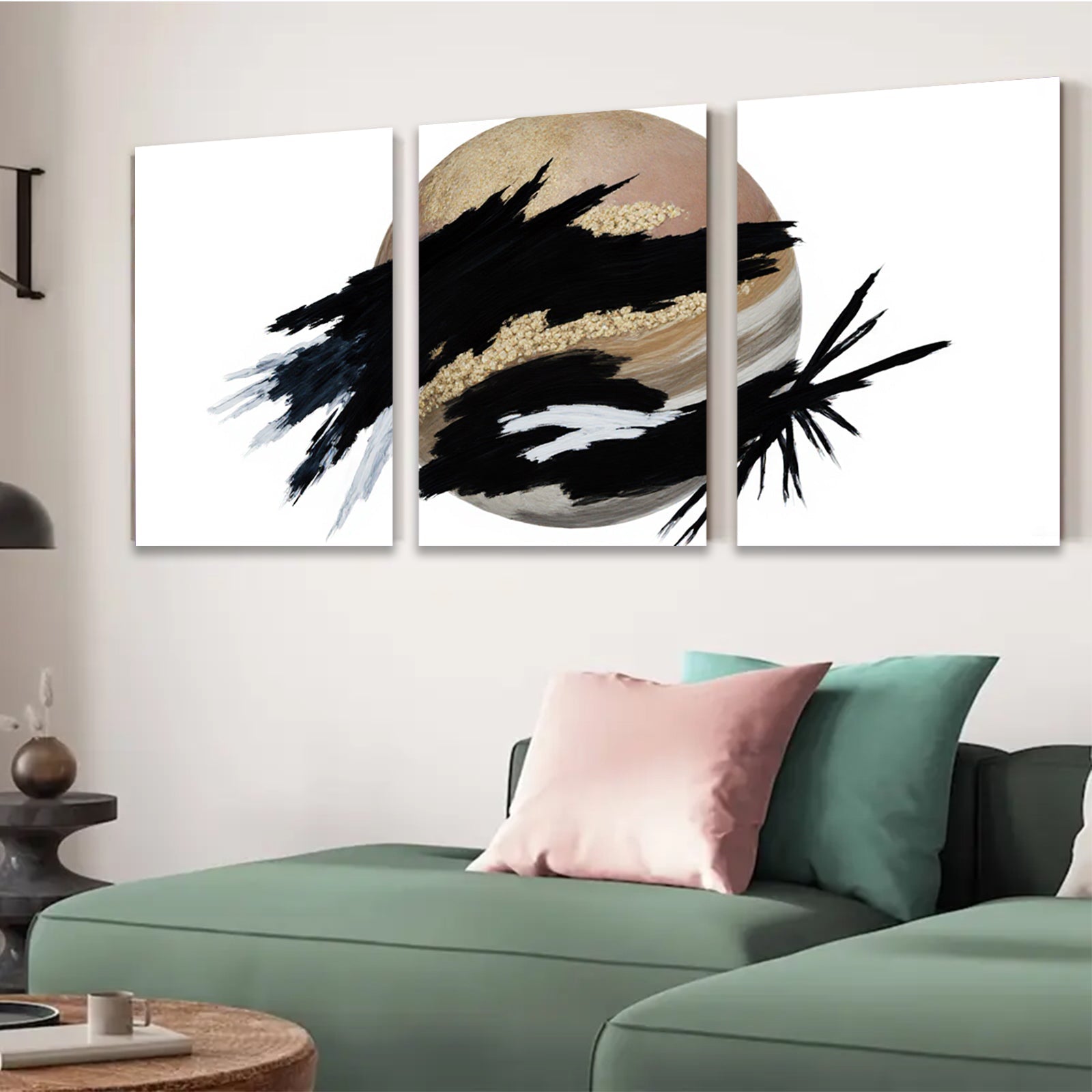 2D flat 1pc abstract gold leaf brushstrokes modern wall art canvas prints for living room bedroom home office decor farmhouse style gallery wrapped timeless elegance