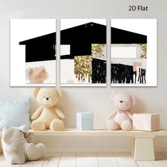 2D flat 1pc abstract gold leaf canvas wall art modern farmhouse living room bedroom decor gallery wrapped timeless statement piece trending now