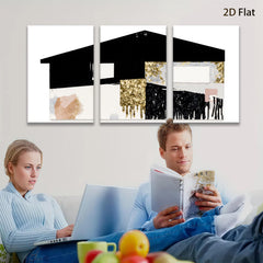 2D flat 1pc abstract gold leaf canvas wall art modern farmhouse living room bedroom decor gallery wrapped timeless statement piece trending now