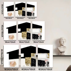 2D flat 1pc abstract gold leaf canvas wall art modern farmhouse living room bedroom decor gallery wrapped timeless statement piece trending now