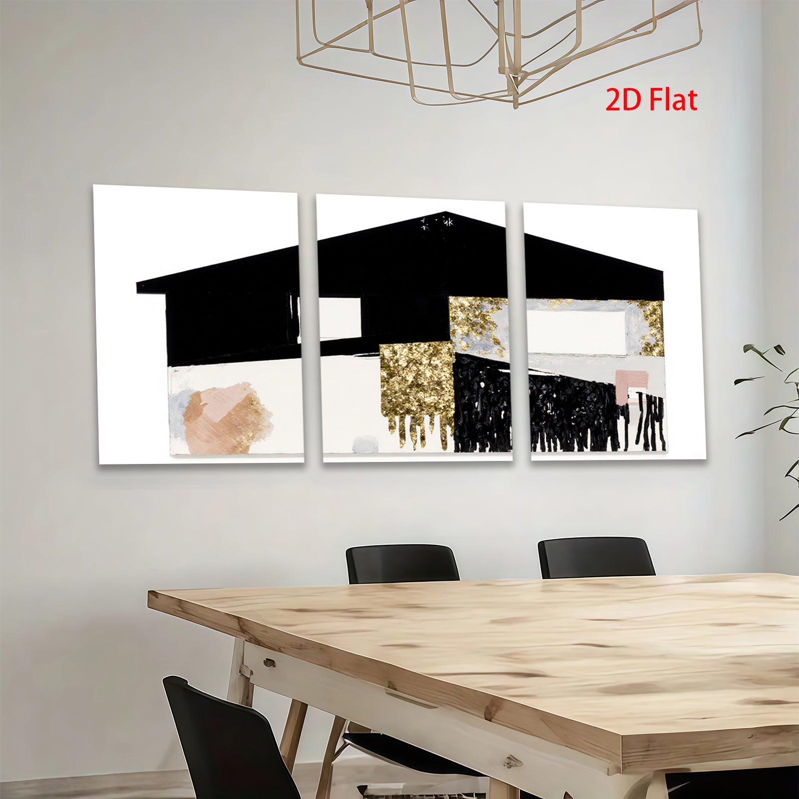 2D flat 1pc abstract gold leaf canvas wall art modern farmhouse living room bedroom decor gallery wrapped timeless statement piece trending now
