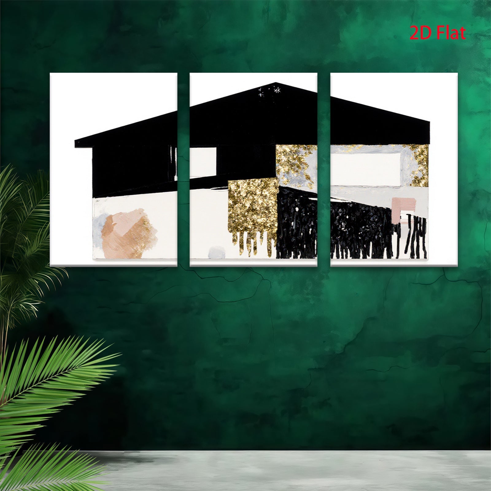 2D flat 1pc abstract gold leaf canvas wall art modern farmhouse living room bedroom decor gallery wrapped timeless statement piece trending now