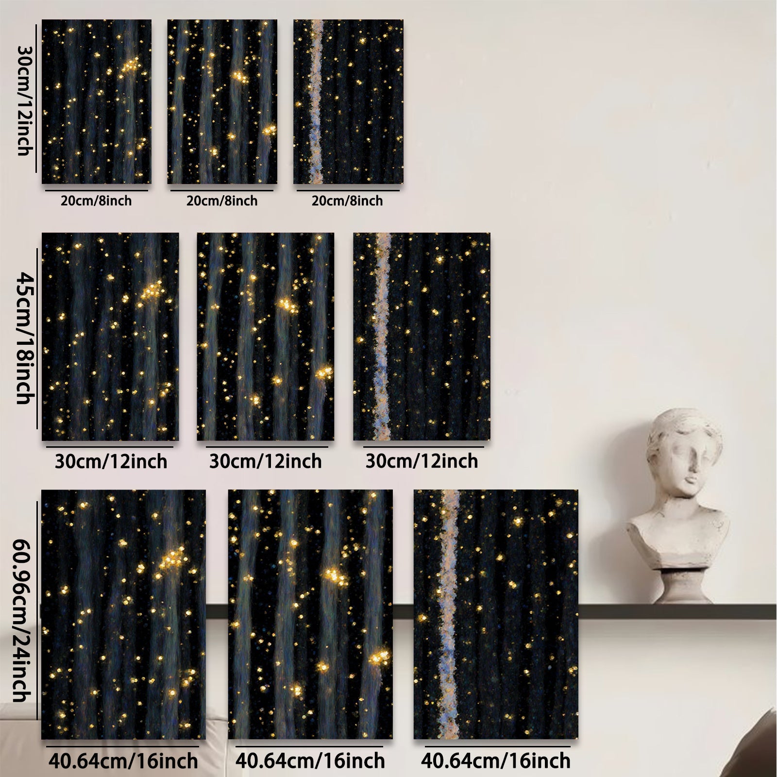 2D flat 1pc abstract gold specks night sky canvas wall art modern farmhouse living room bedroom decor gallery wrapped timeless elegance trending now