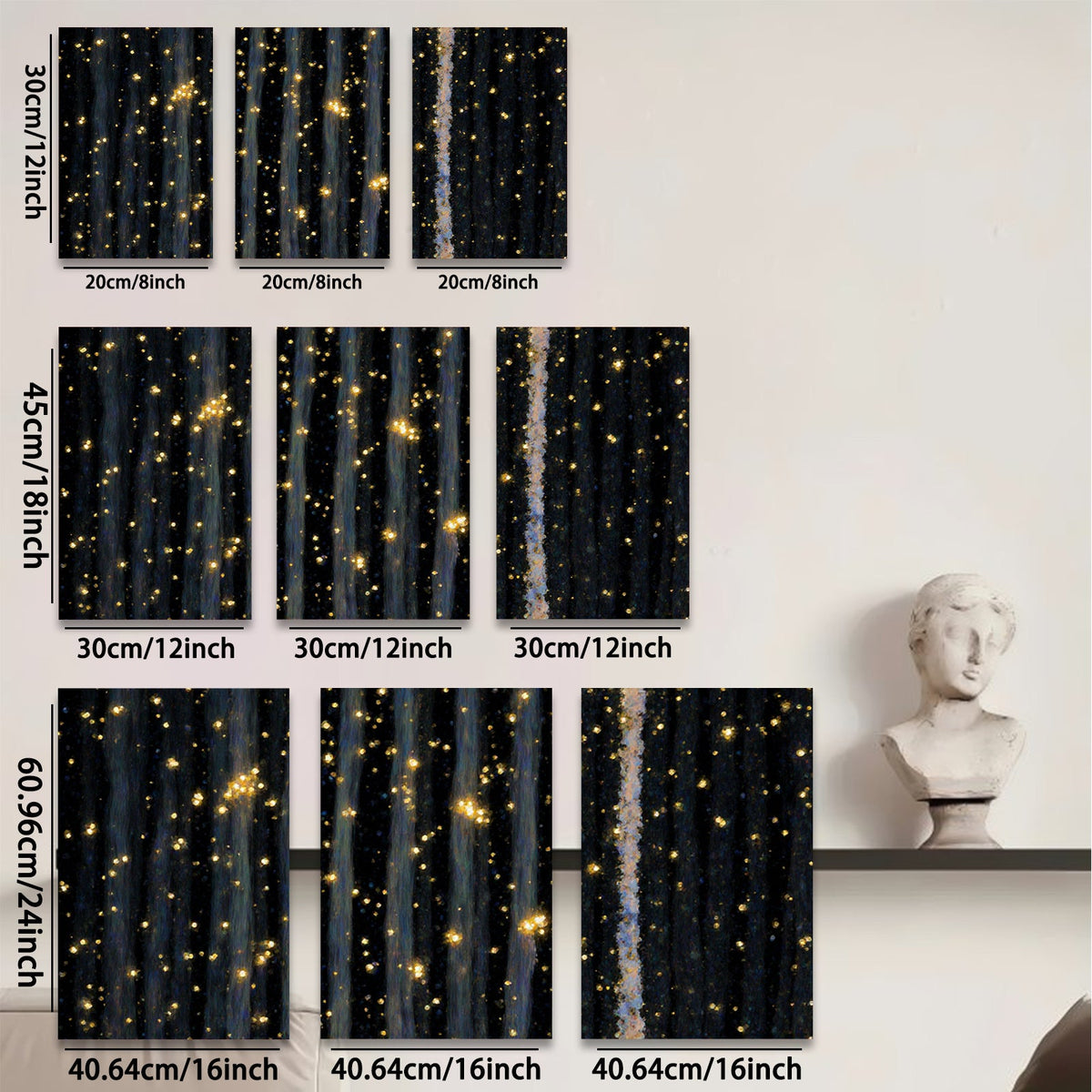 2D flat 1pc abstract gold specks night sky canvas wall art modern farmhouse living room bedroom decor gallery wrapped timeless elegance trending now