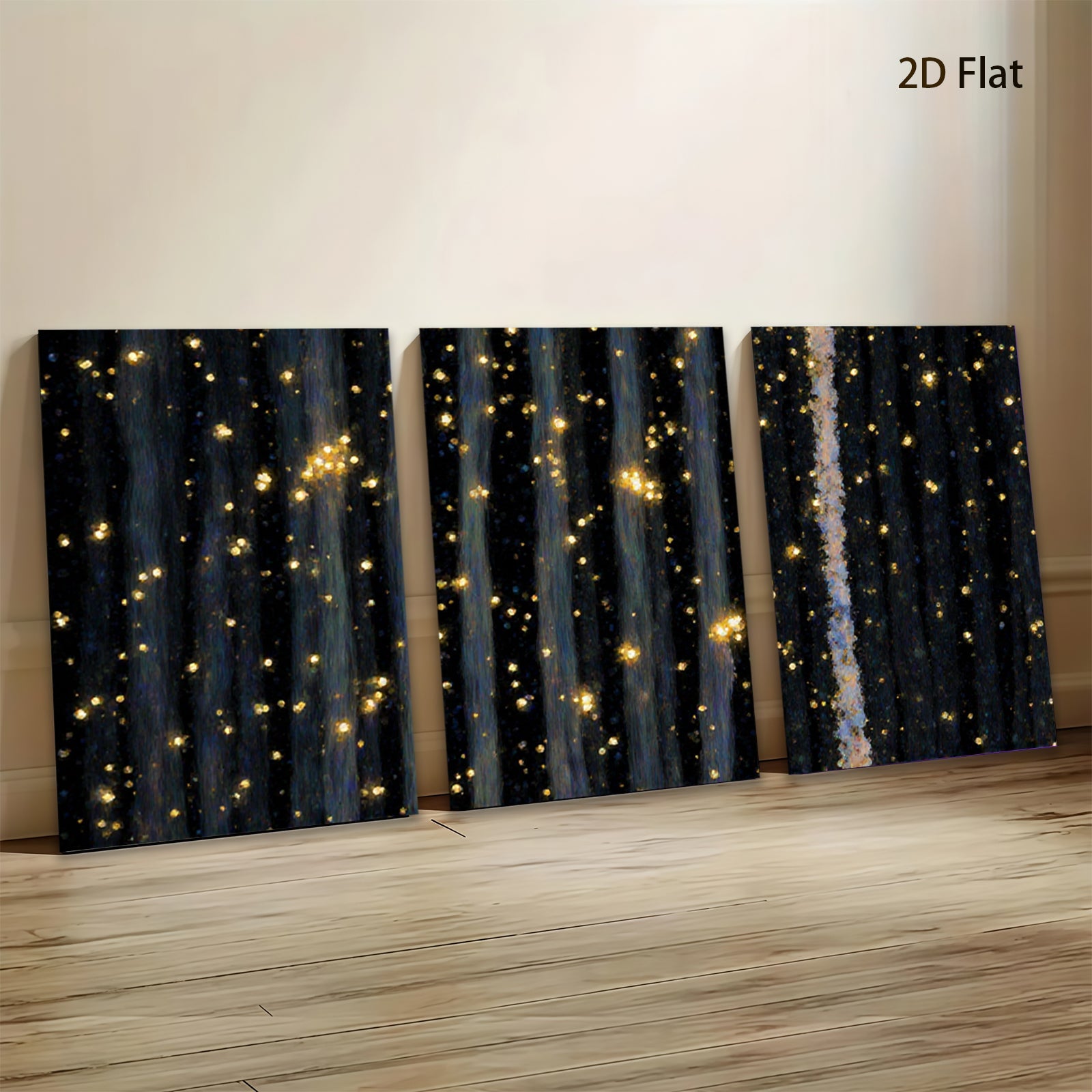 2D flat 1pc abstract gold specks night sky canvas wall art modern farmhouse living room bedroom decor gallery wrapped timeless elegance trending now