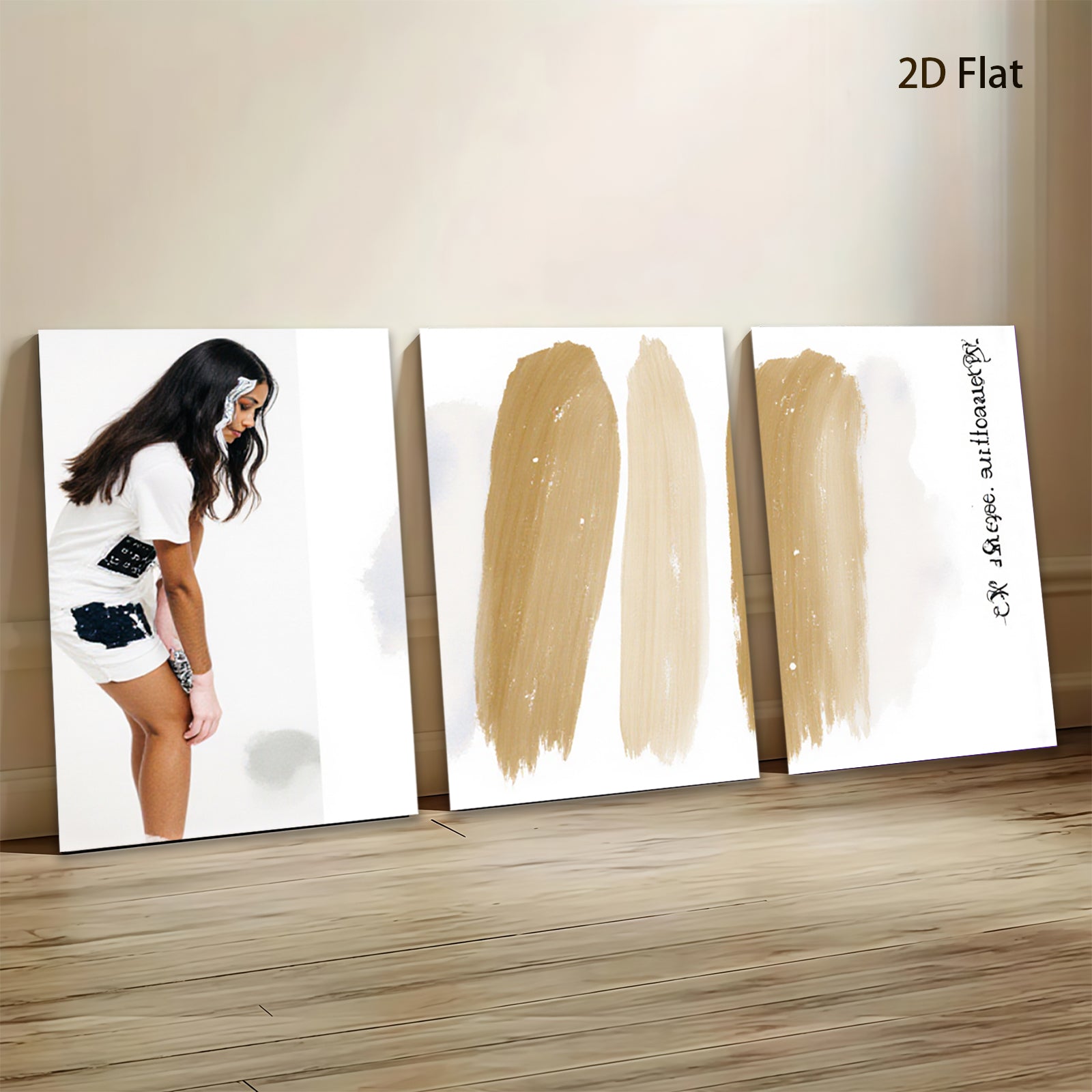2D flat 1pc abstract gold wave wall art modern minimalist canvas prints for living room bedroom home decor farmhouse style gallery wrapped