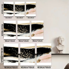 2D flat 1pc abstract gold waves blush pink canvas wall art modern farmhouse living room bedroom decor gallery wrapped ready to hang