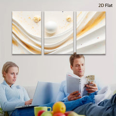 2D flat 1pc abstract gold waves modern wall art living room bedroom decor farmhouse style gallery wrapped canvas prints ready to hang