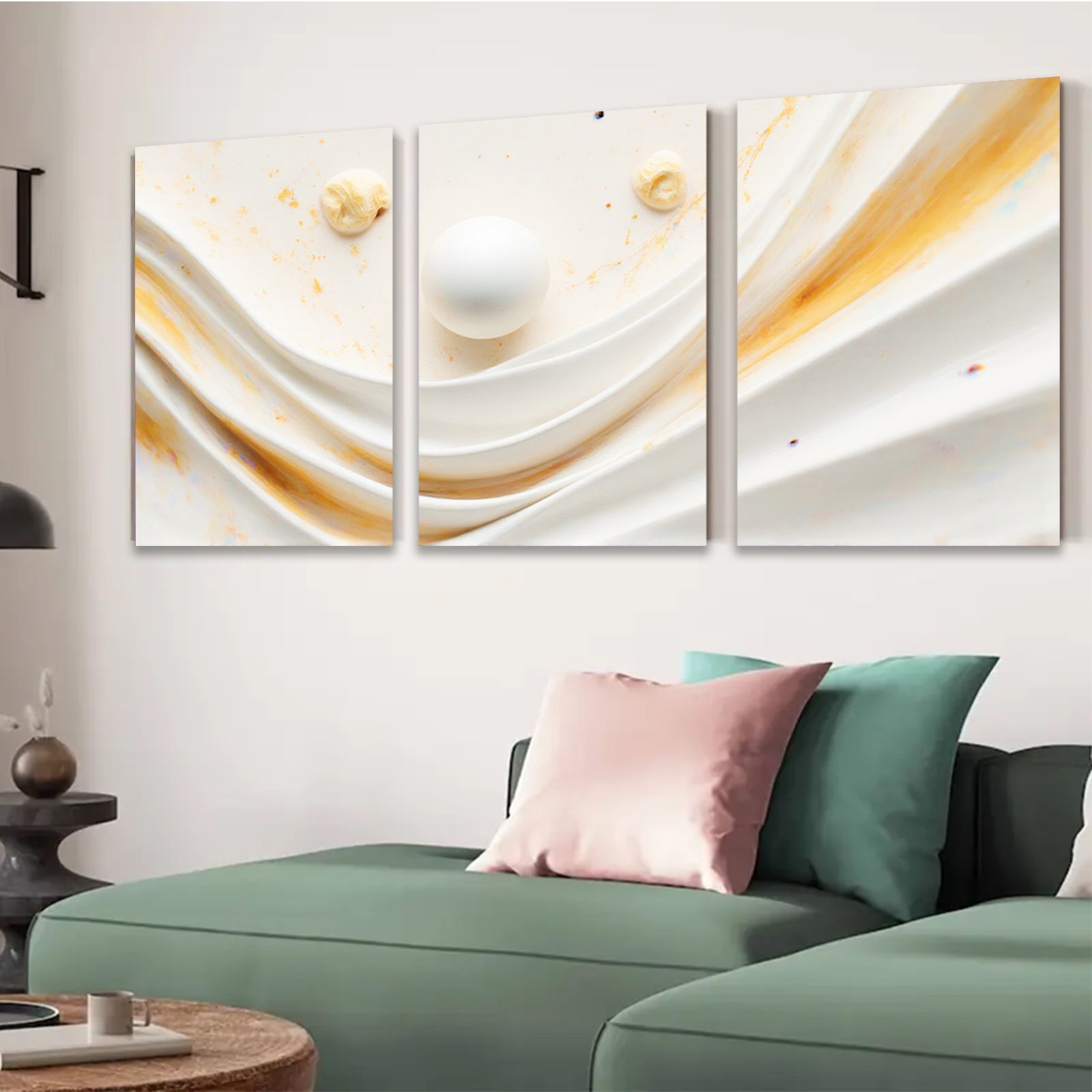 2D flat 1pc abstract gold waves modern wall art living room bedroom decor farmhouse style gallery wrapped canvas prints ready to hang