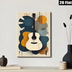 2D flat 1pc abstract guitar wall art modern music room decor farmhouse living room canvas prints cozy bedroom statement piece gallery wrapped