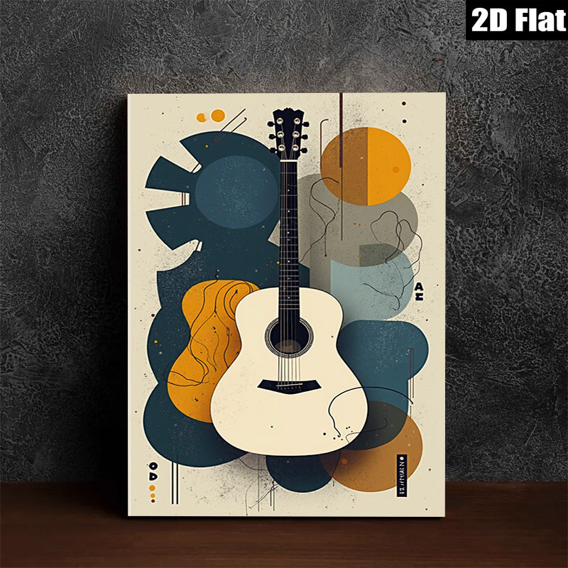 2D flat 1pc abstract guitar wall art modern music room decor farmhouse living room canvas prints cozy bedroom statement piece gallery wrapped