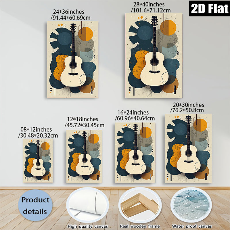 2D flat 1pc abstract guitar wall art modern music room decor farmhouse living room canvas prints cozy bedroom statement piece gallery wrapped