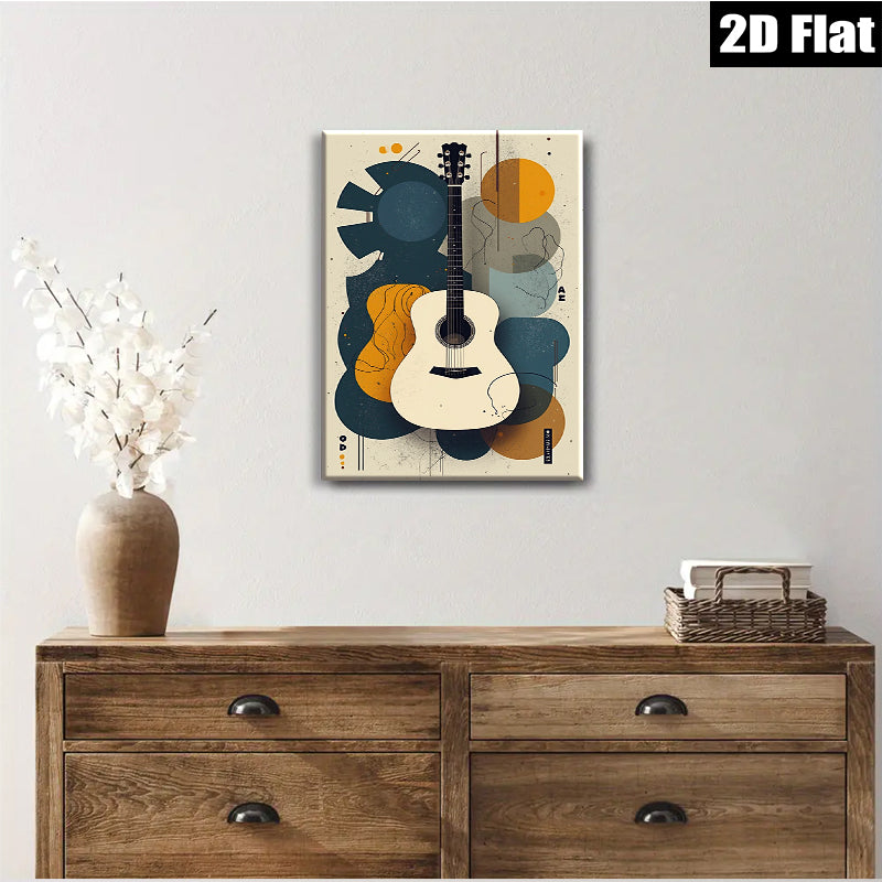 2D flat 1pc abstract guitar wall art modern music room decor farmhouse living room canvas prints cozy bedroom statement piece gallery wrapped