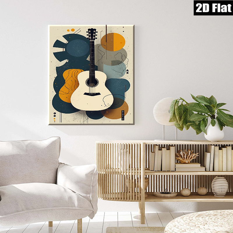 2D flat 1pc abstract guitar wall art modern music room decor farmhouse living room canvas prints cozy bedroom statement piece gallery wrapped