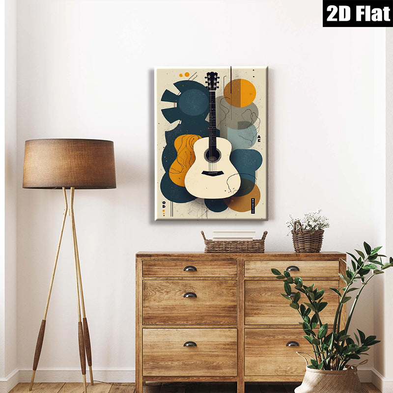 2D flat 1pc abstract guitar wall art modern music room decor farmhouse living room canvas prints cozy bedroom statement piece gallery wrapped
