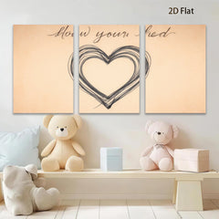 2D flat 1pc abstract heart wall art canvas print modern farmhouse decor bedroom living room cozy gallery wrapped ready to hang beautiful