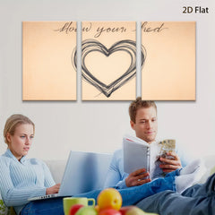 2D flat 1pc abstract heart wall art canvas print modern farmhouse decor bedroom living room cozy gallery wrapped ready to hang beautiful