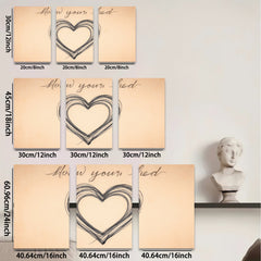 2D flat 1pc abstract heart wall art canvas print modern farmhouse decor bedroom living room cozy gallery wrapped ready to hang beautiful