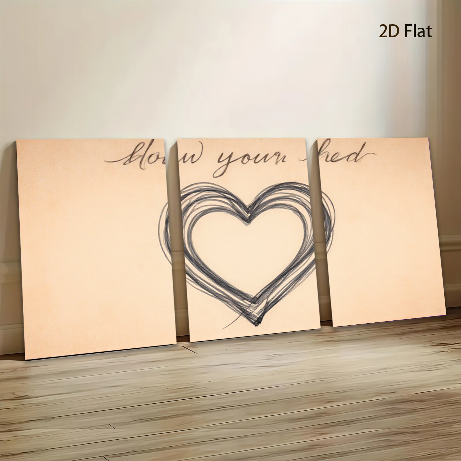 2D flat 1pc abstract heart wall art canvas print modern farmhouse decor bedroom living room cozy gallery wrapped ready to hang beautiful