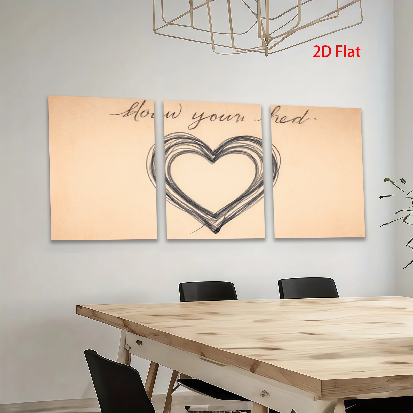 2D flat 1pc abstract heart wall art canvas print modern farmhouse decor bedroom living room cozy gallery wrapped ready to hang beautiful