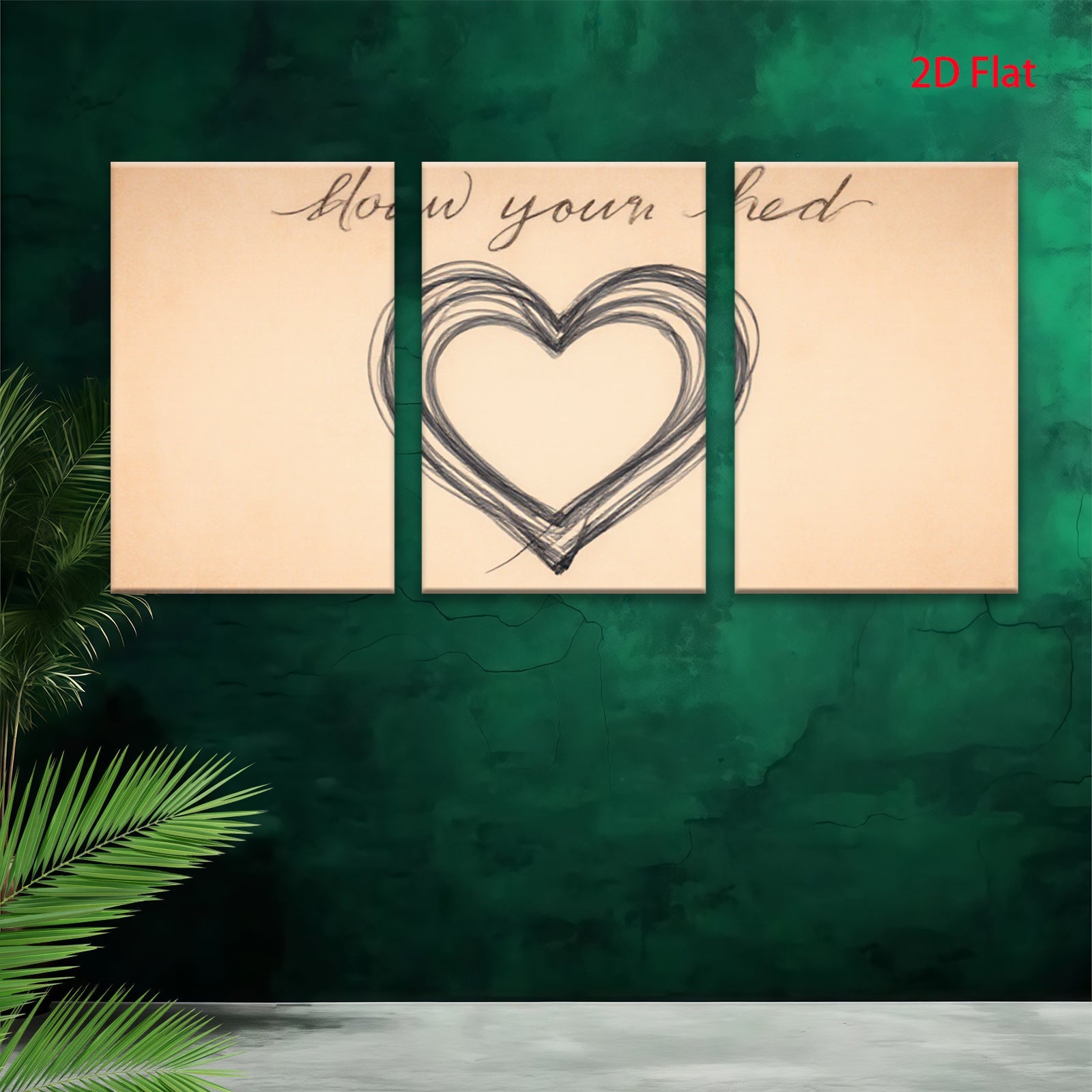 2D flat 1pc abstract heart wall art canvas print modern farmhouse decor bedroom living room cozy gallery wrapped ready to hang beautiful