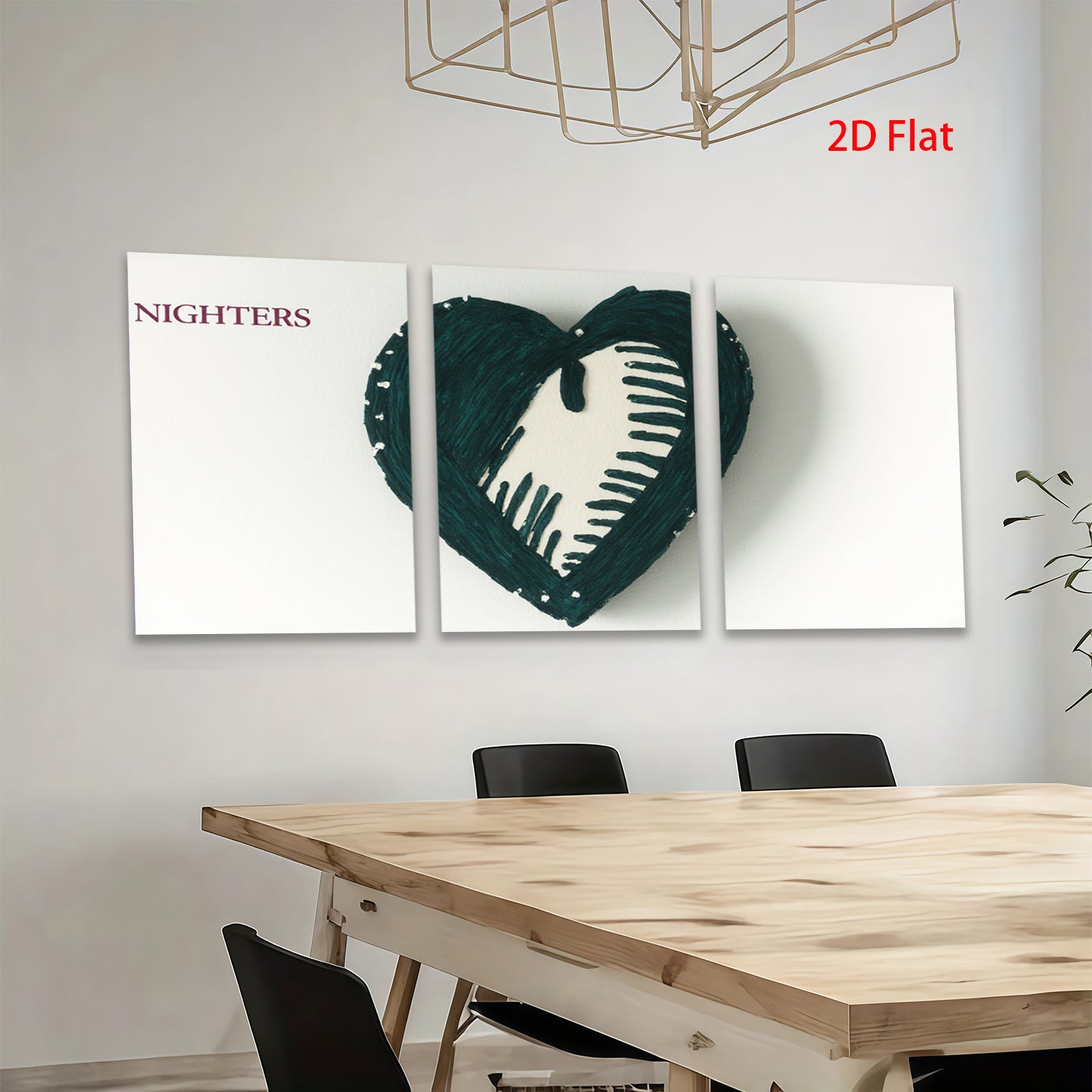 2D flat 1pc abstract heart wall decor modern farmhouse living room bedroom gallery wrapped canvas print cozy home accents