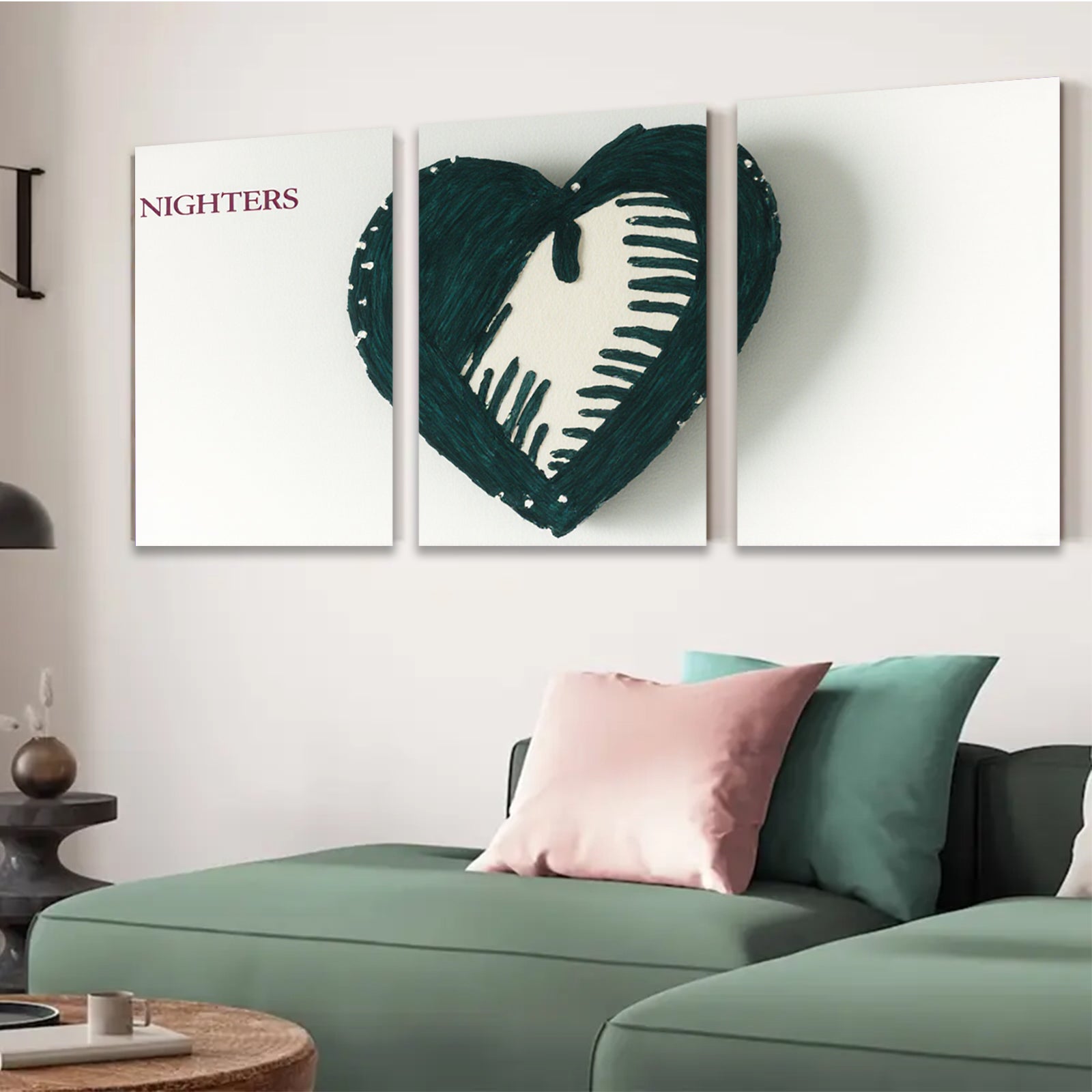 2D flat 1pc abstract heart wall decor modern farmhouse living room bedroom gallery wrapped canvas print cozy home accents