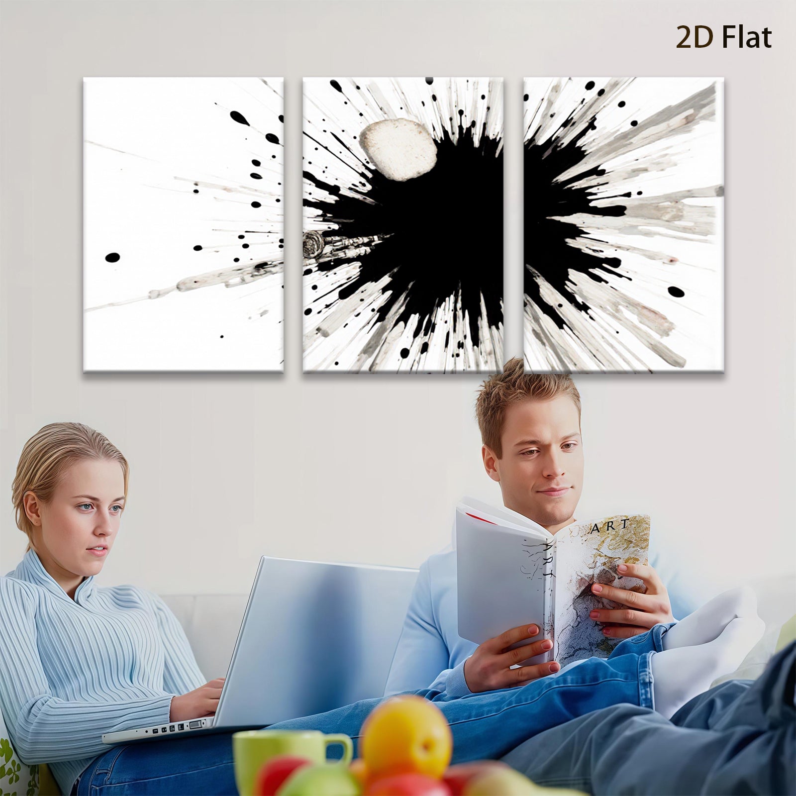 2D flat 1pc abstract ink explosion modern wall art canvas prints for living room bedroom office decor farmhouse style gallery wrapped timeless statement piece