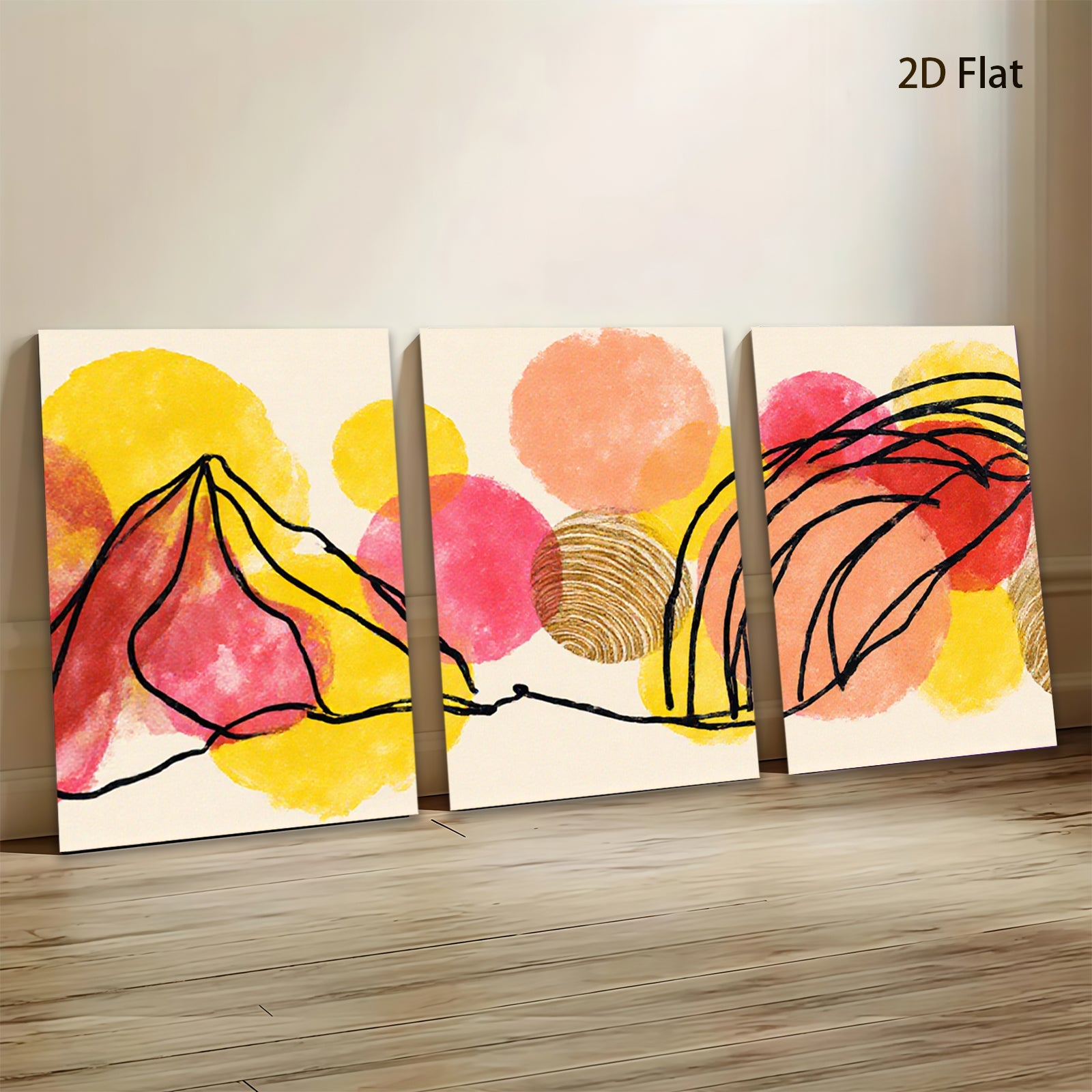 2D flat 1pc abstract line art botanical floral wall decor canvas prints modern farmhouse living room bedroom home office gallery wrapped timeless cozy serene
