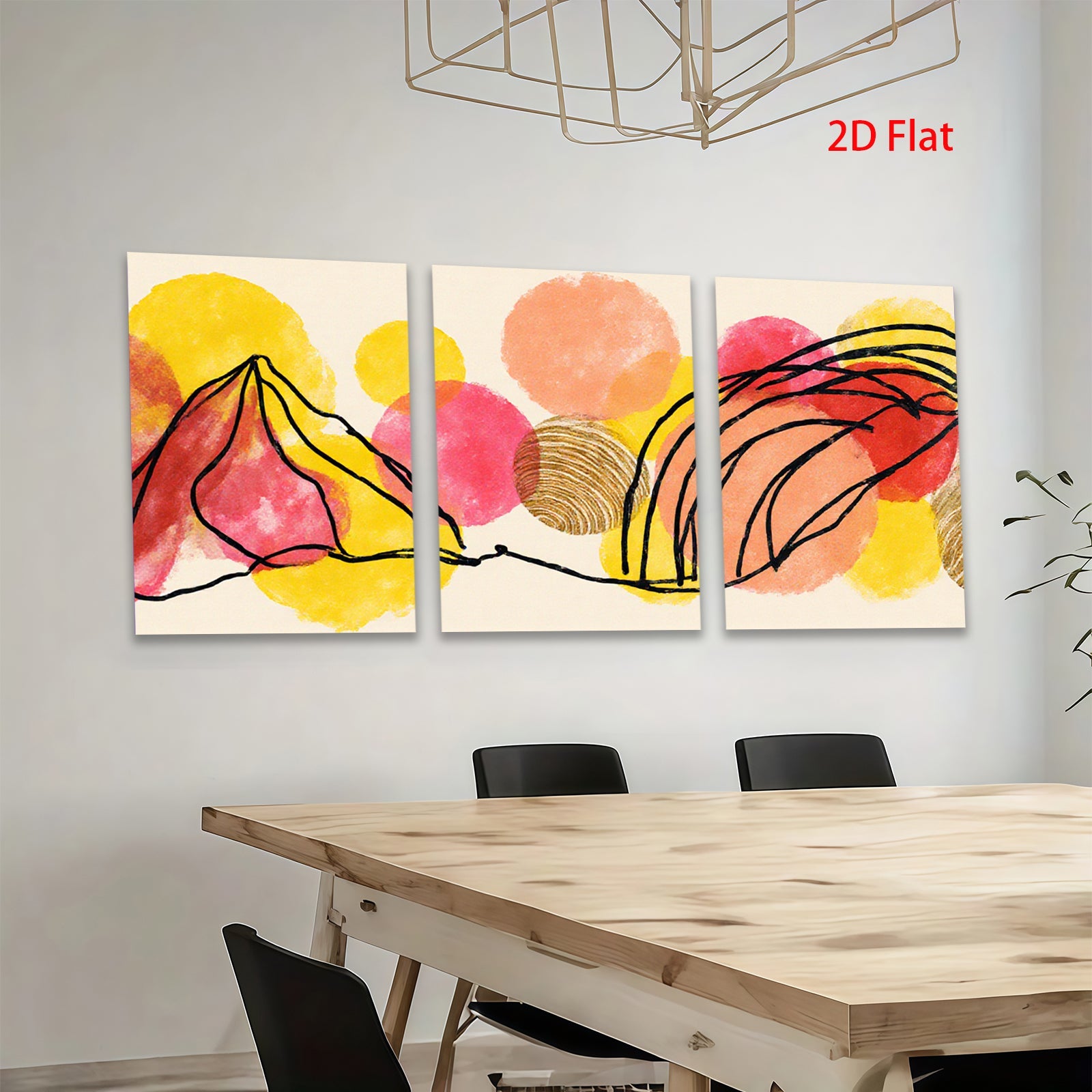 2D flat 1pc abstract line art botanical floral wall decor canvas prints modern farmhouse living room bedroom home office gallery wrapped timeless cozy serene