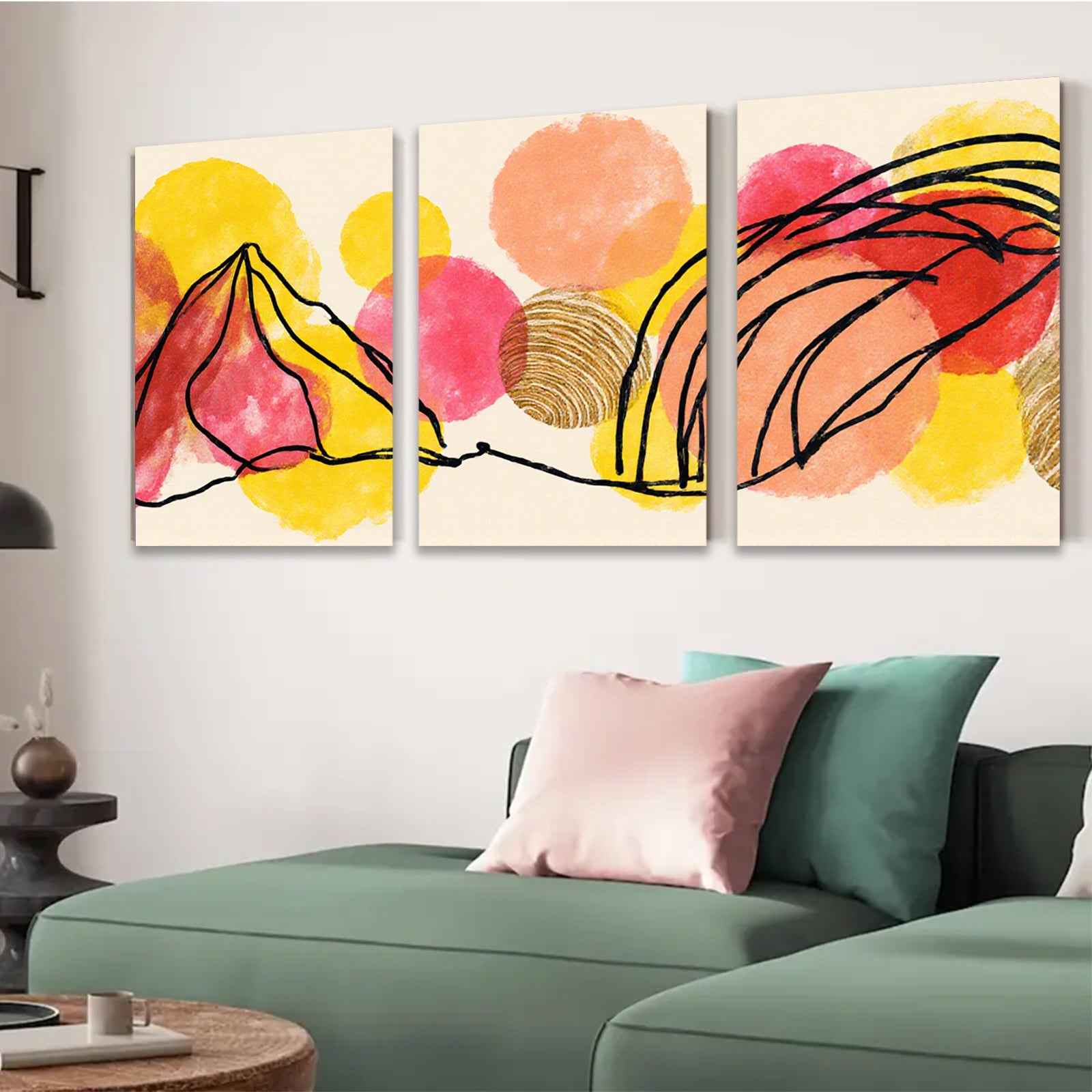 2D flat 1pc abstract line art botanical floral wall decor canvas prints modern farmhouse living room bedroom home office gallery wrapped timeless cozy serene