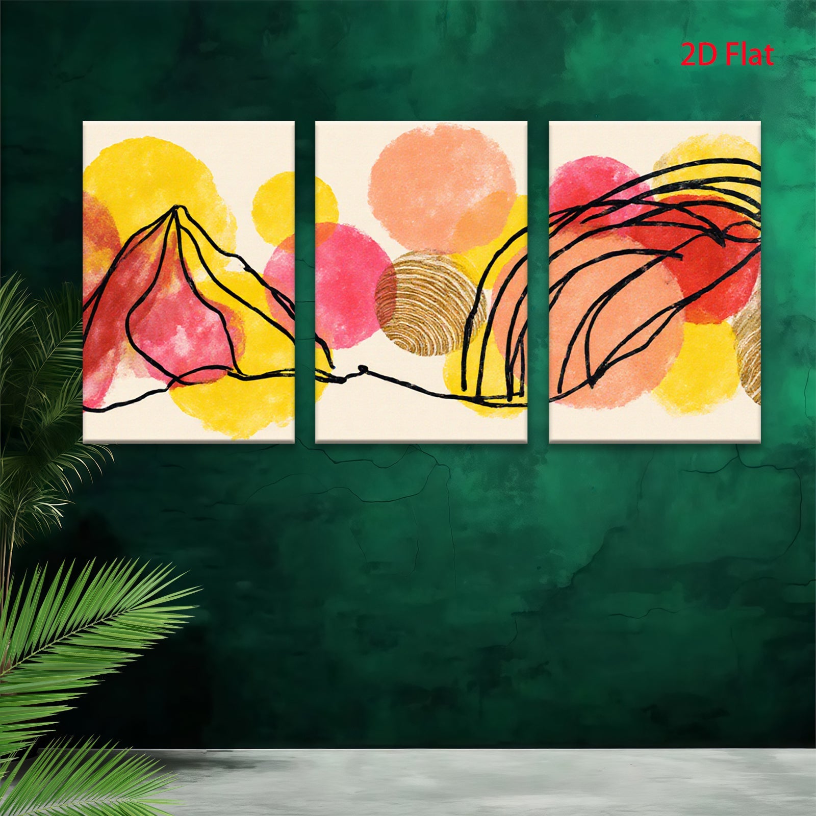 2D flat 1pc abstract line art botanical floral wall decor canvas prints modern farmhouse living room bedroom home office gallery wrapped timeless cozy serene